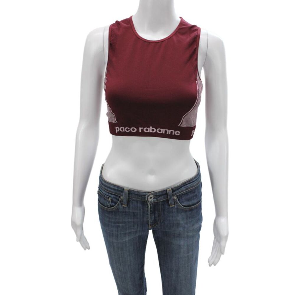 Paco Rabanne Women Cropped Tank Sleeveless Red Polyamide Size M